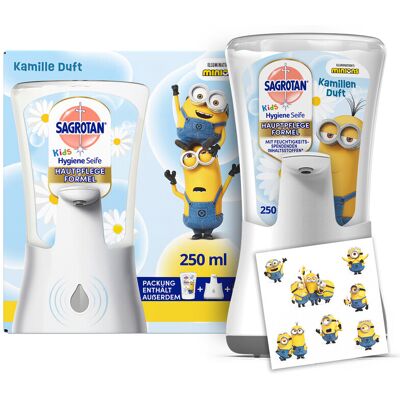 Sagrotan No-Touch Kids Starter-Set – Automatischer Seifenspender + Kamillen-Handseife Nachfüllpackung (250 ml) Sagrotan No-Touch Kids Starter-Set – Automatischer Seifenspender + Kamillen-Handseife Nachfüllpackung (250 ml)