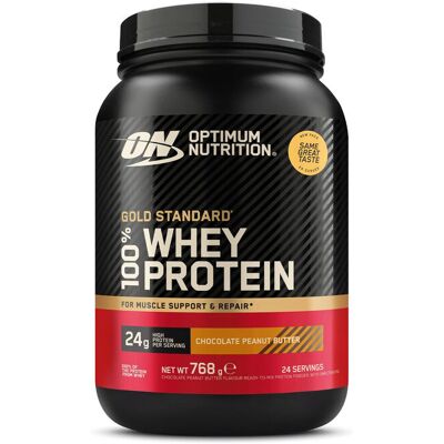 Optimum Nutrition Gold Standard 100% Whey - 768 g - Schokolade-Erdnussbutter Optimum Nutrition Gold Standard 100% Whey - 768 g - Schokolade-Erdnussbutter
