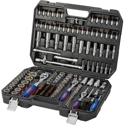 WORKPRO 172-teiliges Bit- und Ratschen-Set mit Steckschlüsseln (metrisch) aus Cr-V, 1/4" 3/8" 1/2" Ratsche Professionelles Handwerkzeug mit Koffer WORKPRO 172-teiliges Bit- und Ratschen-Set mit Steckschlüsseln (metrisch) aus Cr-V, 1/4" 3/8" 1/2" Ratsche Professionelles Handwerkzeug mit Koffer