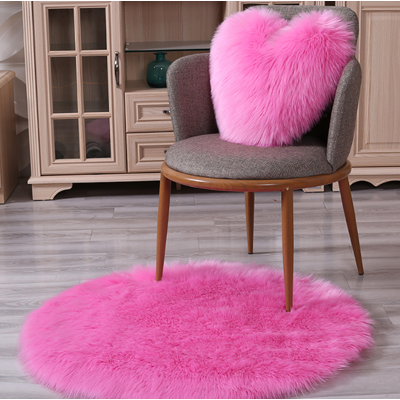 White Label Plüsch-Kunstwolle runder Teppich, 90x90 cm weicher Shaggy-Rundteppich, rutschfeste Bodenmatte für Schlafzimmer, Wohnzimmer, Kinderzimmer Deko (Rosa) White Label Plüsch-Kunstwolle runder Teppich, 90x90 cm weicher Shaggy-Rundteppich, rutschfeste Bodenmatte für Schlafzimmer, Wohnzimmer, Kinderzimmer Deko (Rosa)