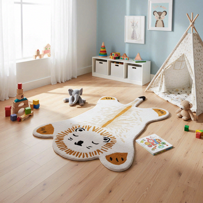 Premier Kids 100 % Wolle, handgewebt, großer Löwen-Teppich, B 150 cm x T 90 cm Premier Kids 100 % Wolle, handgewebt, großer Löwen-Teppich, B 150 cm x T 90 cm