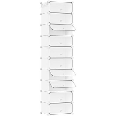WOLTU Schuhschrank mit 10 Fächern, Aufbewahrungseinheit mit Türen für Flur, Schlafzimmer, Wohnzimmer, mit Hammer und Haken, stapelbar, 40x30x170 cm, weiß WOLTU Schuhschrank mit 10 Fächern, Aufbewahrungseinheit mit Türen für Flur, Schlafzimmer, Wohnzimmer, mit Hammer und Haken, stapelbar, 40x30x170 cm, weiß