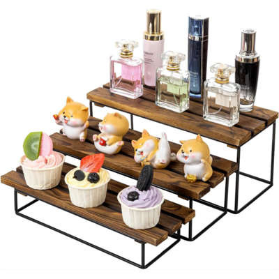 MyGift 3-stufiger Rustikaler Verkohlter Holz-Display-Ständer – Parfüm-Organizer, Cupcake-Ständer, Küchen-Gewürzregal, Make-up-Regal, Party-Etagen-Display MyGift 3-stufiger Rustikaler Verkohlter Holz-Display-Ständer – Parfüm-Organizer, Cupcake-Ständer, Küchen-Gewürzregal, Make-up-Regal, Party-Etagen-Display