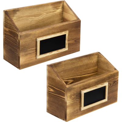 MyGift Rustikaler Wandhalter aus verbranntem Holz für Post, Akten & Magazine mit Kreidetafel-Beschriftung, 2er-Set MyGift Rustikaler Wandhalter aus verbranntem Holz für Post, Akten & Magazine mit Kreidetafel-Beschriftung, 2er-Set