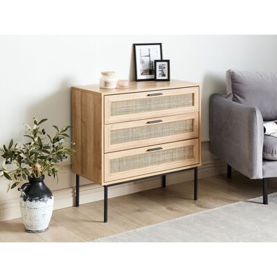 Beliani Boho Chic, geräumige 3-Schubladen-Kommode Pasco, perfekt für Geschirr, Bücher, Sammlerstücke oder Kleidung Beliani Boho Chic, geräumige 3-Schubladen-Kommode Pasco, perfekt für Geschirr, Bücher, Sammlerstücke oder Kleidung