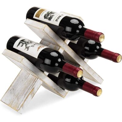 MyGift 4-Flaschen Weißgewaschenes Rustikales Holz Weinregal - Bauernhaus X-Design Arbeitsplatte Lagerung, Kompakt für Küche, Bar, Kaffeestation (Für 750ml Flaschen, Leicht zu Reinigen) MyGift 4-Flaschen Weißgewaschenes Rustikales Holz Weinregal - Bauernhaus X-Design Arbeitsplatte Lagerung, Kompakt für Küche, Bar, Kaffeestation (Für 750ml Flaschen, Leicht zu Reinigen)
