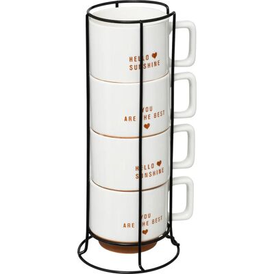 Secret de Gourmet Tassenständer - Knochenporzellan, 4 Tassen, Weiß, 29 x 13 x 13 cm Secret de Gourmet Tassenständer - Knochenporzellan, 4 Tassen, Weiß, 29 x 13 x 13 cm