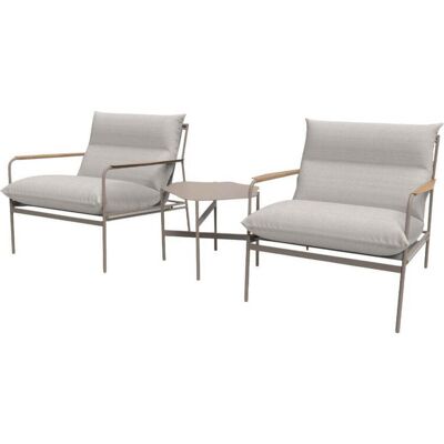 Modernes Garten- und Balkonset in Beige, Modell ENVY, mit 2 Loungesesseln und einem abstrakt geformten Couchtisch Modernes Garten- und Balkonset in Beige, Modell ENVY, mit 2 Loungesesseln und einem abstrakt geformten Couchtisch