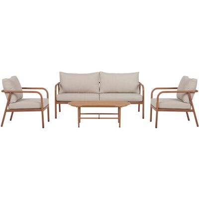 ENVY 4-teiliges Garten-Sofa-Set mit Kissen, Staub Natur, Teak ENVY 4-teiliges Garten-Sofa-Set mit Kissen, Staub Natur, Teak