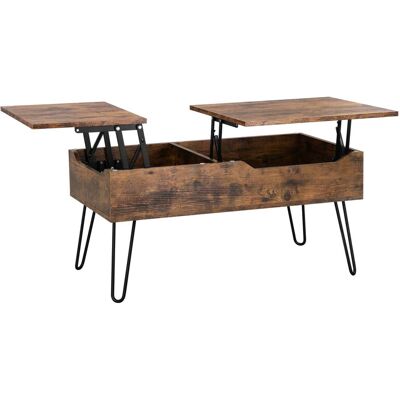 WOLTU Höhenverstellbarer Couchtisch, Beistelltisch mit Doppelliftplatten, Wohnzimmertisch, Versteckter Stauraum, Vintage Stil, Braun, Holzwerkstoff WOLTU Höhenverstellbarer Couchtisch, Beistelltisch mit Doppelliftplatten, Wohnzimmertisch, Versteckter Stauraum, Vintage Stil, Braun, Holzwerkstoff