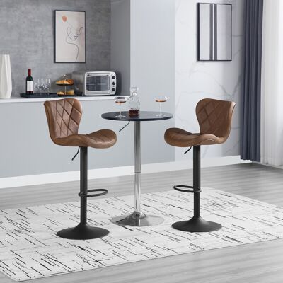 WOLTU 2er-Set Höhenverstellbare Barhocker, Drehbarer Küchenstuhl mit Fußstütze und Rückenlehne, Gepolsterter Sitz in Kunstleder, Braun, BH418br-2 WOLTU 2er-Set Höhenverstellbare Barhocker, Drehbarer Küchenstuhl mit Fußstütze und Rückenlehne, Gepolsterter Sitz in Kunstleder, Braun, BH418br-2