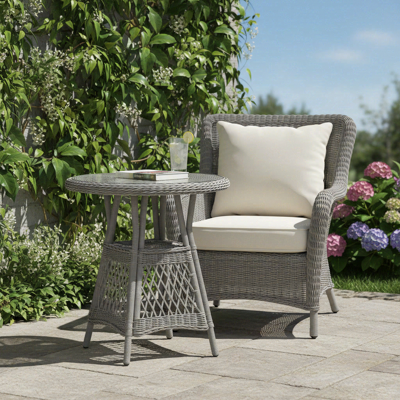 Qfplus - Runder Rattantisch - 69cm - Gartentisch Qfplus - Runder Rattantisch - 69cm - Gartentisch