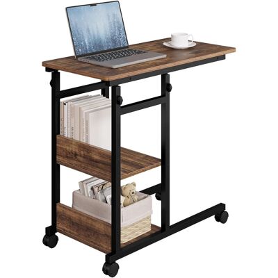 Woltu Beistelltisch Couchtisch Sofatisch Wohnzimmertisch Laptoptisch Nachttisch, C-förmig höhenverstellbar, mit Rollen, aus Metall und Holzwerkstoff, Vintage-Holzoptik + Schwarz, BTS08hov Woltu Beistelltisch Couchtisch Sofatisch Wohnzimmertisch Laptoptisch Nachttisch, C-förmig höhenverstellbar, mit Rollen, aus Metall und Holzwerkstoff, Vintage-Holzoptik + Schwarz, BTS08hov