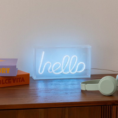 Atmosphera Hello LED Neon Tischleuchte 23 x 4 x 12,5 cm blau Atmosphera Hello LED Neon Tischleuchte 23 x 4 x 12,5 cm blau