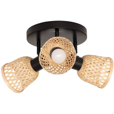 Atmosphera Lio Deckenleuchte - 3 Lampen, 25 cm, Metall und Bambus Atmosphera Lio Deckenleuchte - 3 Lampen, 25 cm, Metall und Bambus