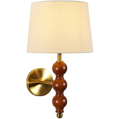 Lameke Holz- und Gold-Wandlampe mit Stoffschirm Lameke Holz- und Gold-Wandlampe mit Stoffschirm