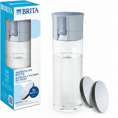 BRITA Vital Wasserfilter-Flasch Wasserfilter-Flasche Hellblau (600 ml) mit 2 MicroDisc-Filtern, für optimale Flüssigkeitszufuhr unterwegs, entfernt Chlor, Verunreinigungen und Hormone, erhält Mineralien BRITA Vital Wasserfilter-Flasch Wasserfilter-Flasche Hellblau (600 ml) mit 2 MicroDisc-Filtern, für optimale Flüssigkeitszufuhr unterwegs, entfernt Chlor, Verunreinigungen und Hormone, erhält Mineralien
