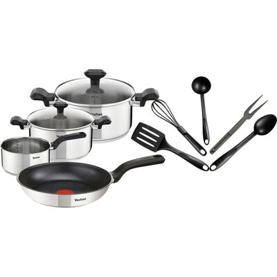 Tefal Comfort Max Starterset 11-teiliges Pfannen- und Küchenutensilien-Set, Bratpfanne, Suppentopf – Geeignet für alle Herdarten, auch Induktionsherde (C973SB) Tefal Comfort Max Starterset 11-teiliges Pfannen- und Küchenutensilien-Set, Bratpfanne, Suppentopf – Geeignet für alle Herdarten, auch Induktionsherde (C973SB)