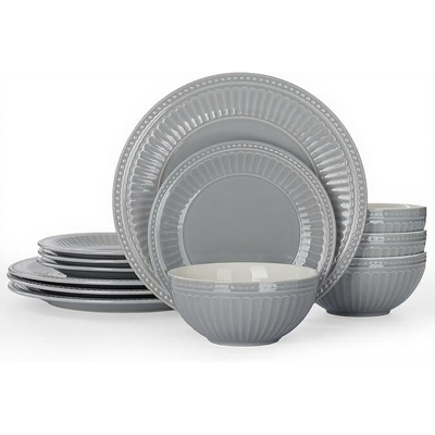 Richmount-12tlg Vintage geprägtes Geschirrset - Creme Blau (für 4 Personen) Richmount-12tlg Vintage geprägtes Geschirrset - Creme Blau (für 4 Personen)