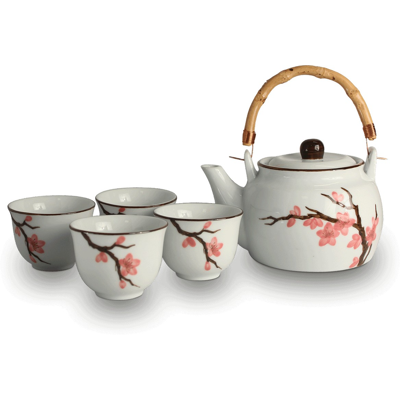 Edo-Stil Japanische Teeservice - Kirschblütenmuster (1 Teekanne + 4 Teetassen) Keramik Teeservice 800ML Edo-Stil Japanische Teeservice - Kirschblütenmuster (1 Teekanne + 4 Teetassen) Keramik Teeservice 800ML