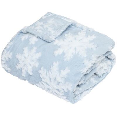 Atmosphera Dekorative Decke mit Schneeflockenmuster, 130 x 180 cm, Blau, Polyester Atmosphera Dekorative Decke mit Schneeflockenmuster, 130 x 180 cm, Blau, Polyester