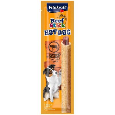 vitakraft Beef Stick Hot Dog, Hundeleckerli, Rindfleisch im Getreidemantel, 10 x 30 g - Trainingsbelohnung, ohne Zuckerzusatz vitakraft Beef Stick Hot Dog, Hundeleckerli, Rindfleisch im Getreidemantel, 10 x 30 g - Trainingsbelohnung, ohne Zuckerzusatz