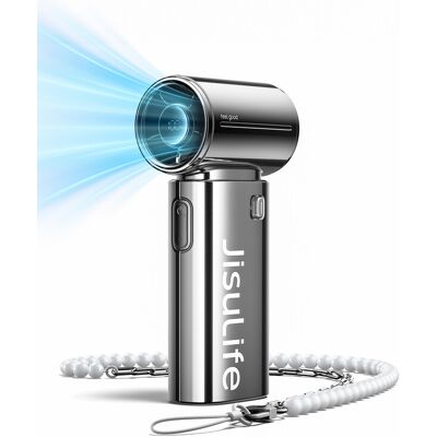 JISULIFE Life9S Hochgeschwindigkeits-Handventilator mit 9-Flügel-Turbo-Luftstrom, 5000 mAh Wiederaufladbarer Akku, LED-Display und 5 Geschwindigkeitsstufen - Silber JISULIFE Life9S Hochgeschwindigkeits-Handventilator mit 9-Flügel-Turbo-Luftstrom, 5000 mAh Wiederaufladbarer Akku, LED-Display und 5 Geschwindigkeitsstufen - Silber