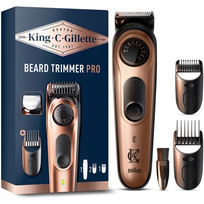 King C. Gillette King C Gillette kabelloser Barttrimmer PRO für Männer mit 40 Längeneinstellungen. 1 Trimmer, 1 Präzisionstrimmer, 1 Reinigungsbürste, 4 auswechselbare Kammaufsätze, 1 Ladegerät King C. Gillette King C Gillette kabelloser Barttrimmer PRO für Männer mit 40 Längeneinstellungen. 1 Trimmer, 1 Präzisionstrimmer, 1 Reinigungsbürste, 4 auswechselbare Kammaufsätze, 1 Ladegerät
