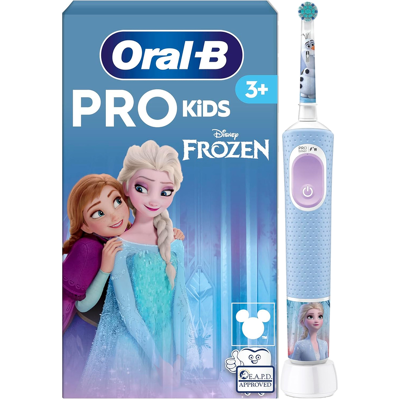 Oral-B Pro Kids Die Eiskönigin Prinzessin elektrische Zahnbürste für Kinder ab 3 Jahren, enthält Sensitive+-Modus für Zahnpflege, extra weiche Borsten, 1 Bürstenkopf, 4 Aufkleber, Blau, Lila Oral-B Pro Kids Die Eiskönigin Prinzessin elektrische Zahnbürste für Kinder ab 3 Jahren, enthält Sensitive+-Modus für Zahnpflege, extra weiche Borsten, 1 Bürstenkopf, 4 Aufkleber, Blau, Lila