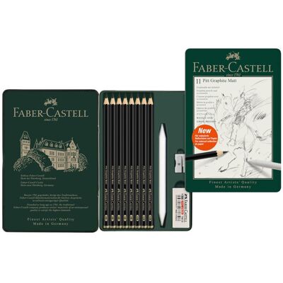 Faber-Castell 115220 - Bleistifte Set Pitt Graphite Matt, 11-teilig, inkl. Papierwischer, Radierer und Spitzer Faber-Castell 115220 - Bleistifte Set Pitt Graphite Matt, 11-teilig, inkl. Papierwischer, Radierer und Spitzer