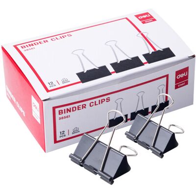 Deli Economy-Foldback-Klammern, Büro-Schreibwarenbedarf, 51 mm, 1 Schachtel Deli Economy-Foldback-Klammern, Büro-Schreibwarenbedarf, 51 mm, 1 Schachtel