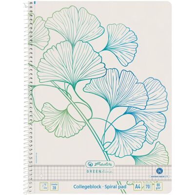 herlitz Spiralblock A4, 70 Blätter, GREENline Ginkgo, Lineatur 28 herlitz Spiralblock A4, 70 Blätter, GREENline Ginkgo, Lineatur 28