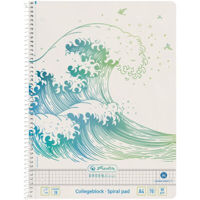 herlitz GREENline Wave Spiralblock A4, 70 Blatt, Lineatur 28 herlitz GREENline Wave Spiralblock A4, 70 Blatt, Lineatur 28