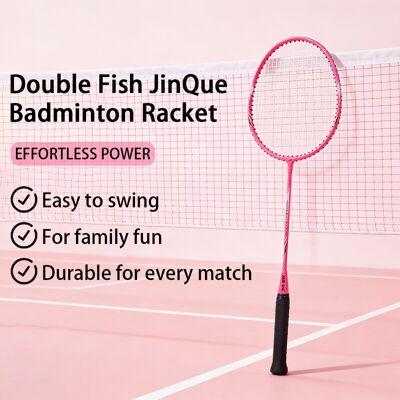 Double Fish JinQue Leichter langlebiger Badminton-Schläger Doppelset Rosa 1309 mit Tasche, 2 Schläger, Federbälle nicht enthalten Double Fish JinQue Leichter langlebiger Badminton-Schläger Doppelset Rosa 1309 mit Tasche, 2 Schläger, Federbälle nicht enthalten
