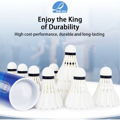 Double Fish JinQue King dauerhafte Gansenfeder-Badminton-Shuttles, 12er-Pack, Speed 77, Blau Double Fish JinQue King dauerhafte Gansenfeder-Badminton-Shuttles, 12er-Pack, Speed 77, Blau