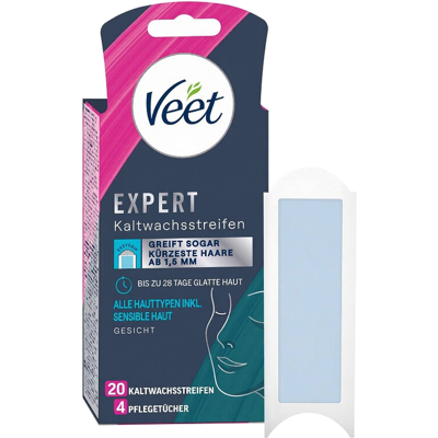 Veet EXPERT Kaltwachsstreifen Gesicht 20 Stück. Veet EXPERT Kaltwachsstreifen Gesicht 20 Stück.