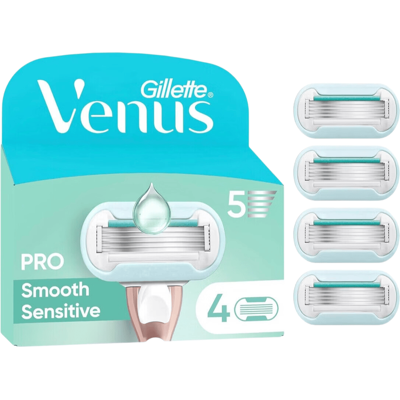 Gillette Venus Pro Smooth Sensitive Ersatzklingen für Damen - 4 Stück, für empfindliche Haut Gillette Venus Pro Smooth Sensitive Ersatzklingen für Damen - 4 Stück, für empfindliche Haut