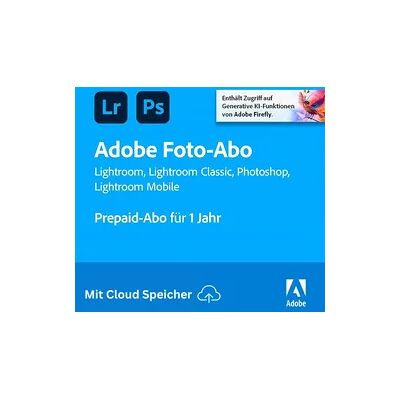 Adobe Creative Cloud Foto-Abonnement 1 Monat inkl. 1 TB Cloudspeicher - Photoshop + Lightroom Adobe Creative Cloud Foto-Abonnement 1 Monat inkl. 1 TB Cloudspeicher - Photoshop + Lightroom