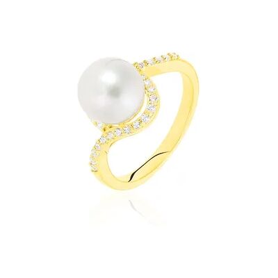 OROVIVO GAZZA Damen Ring Gold 375 (9 Karat) Zuchtperle Perlmutt, Ring mit Stein OROVIVO GAZZA Damen Ring Gold 375 (9 Karat) Zuchtperle Perlmutt, Ring mit Stein