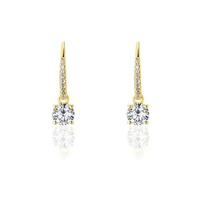 OROVIVO PAULINA Damen Ohrringe Lang Silber vergoldet 925 Zirkonia Weiß 2,7 ct, Ohrringe Lang mit Stein OROVIVO PAULINA Damen Ohrringe Lang Silber vergoldet 925 Zirkonia Weiß 2,7 ct, Ohrringe Lang mit Stein