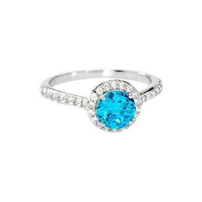 OROVIVO CAMILLA Damen Ring Silber 925 Zirkonia Blau 1,66 ct Kreis, Ring mit Stein OROVIVO CAMILLA Damen Ring Silber 925 Zirkonia Blau 1,66 ct Kreis, Ring mit Stein