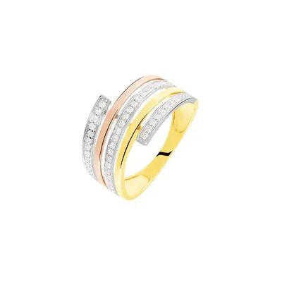 OROVIVO AELAIG Damen Ring Gold Tricolor 375 (9 Karat) Zirkonia Weiß 0,35 ct, Ring mit Stein OROVIVO AELAIG Damen Ring Gold Tricolor 375 (9 Karat) Zirkonia Weiß 0,35 ct, Ring mit Stein
