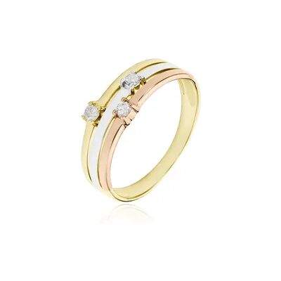 OROVIVO SUPERPOSITION 3 Damen Ring Gold Tricolor Gold / Weiß / Rosé 375 (9 Karat) Diamant Weiß 0,09 ct, Ring mit Stein OROVIVO SUPERPOSITION 3 Damen Ring Gold Tricolor Gold / Weiß / Rosé 375 (9 Karat) Diamant Weiß 0,09 ct, Ring mit Stein