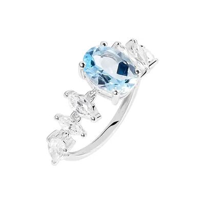 OROVIVO SKY Damen Ring Weißgold 375 (9 Karat) Topas Blau 2,81 ct, Ring mit Stein OROVIVO SKY Damen Ring Weißgold 375 (9 Karat) Topas Blau 2,81 ct, Ring mit Stein