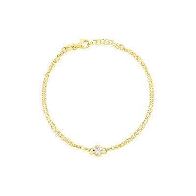 OROVIVO Selene Damen Armband Silber vergoldet 925 Zirkonia Weiß 0,5 ct Talisman Kleeblatt B 1 mm, Armband mit Stein OROVIVO Selene Damen Armband Silber vergoldet 925 Zirkonia Weiß 0,5 ct Talisman Kleeblatt B 1 mm, Armband mit Stein