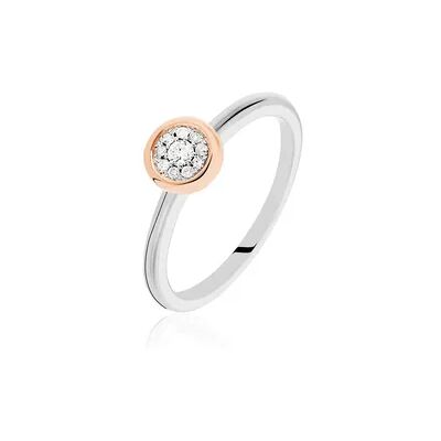 OROVIVO SATA Damen Ring Gold Bicolor 375 (9 Karat) Diamant Weiß 0,08 ct, Ring mit Stein OROVIVO SATA Damen Ring Gold Bicolor 375 (9 Karat) Diamant Weiß 0,08 ct, Ring mit Stein