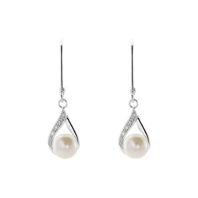 OROVIVO DAPHNE 2 Damen Ohrringe Lang Silber 925 Zuchtperle Weiß 0,76 ct, Ohrringe Lang mit Stein OROVIVO DAPHNE 2 Damen Ohrringe Lang Silber 925 Zuchtperle Weiß 0,76 ct, Ohrringe Lang mit Stein