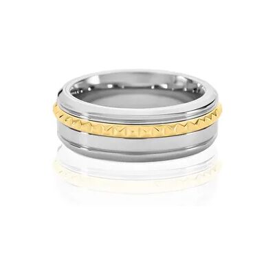 OROVIVO TORIN Herren Ring Edelstahl Bicolor Gelb/Silber B 8 mm, Ring ohne Stein OROVIVO TORIN Herren Ring Edelstahl Bicolor Gelb/Silber B 8 mm, Ring ohne Stein