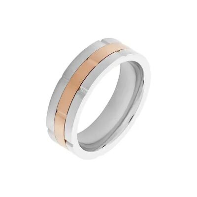 OROVIVO Herren Ring Edelstahl Bicolor Silber/Roségold B 7 mm, Ring ohne Stein OROVIVO Herren Ring Edelstahl Bicolor Silber/Roségold B 7 mm, Ring ohne Stein