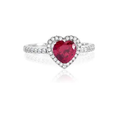 OROVIVO MARGOT Damen Ring Silber 925 Synthetischer Stein Rot 0,99 ct Herz, Ring mit Stein OROVIVO MARGOT Damen Ring Silber 925 Synthetischer Stein Rot 0,99 ct Herz, Ring mit Stein